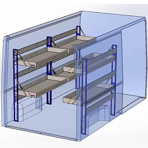 картинка Автостеллаж ЗМК с откидными полками H=1500 (2 полки 100*1290*500)